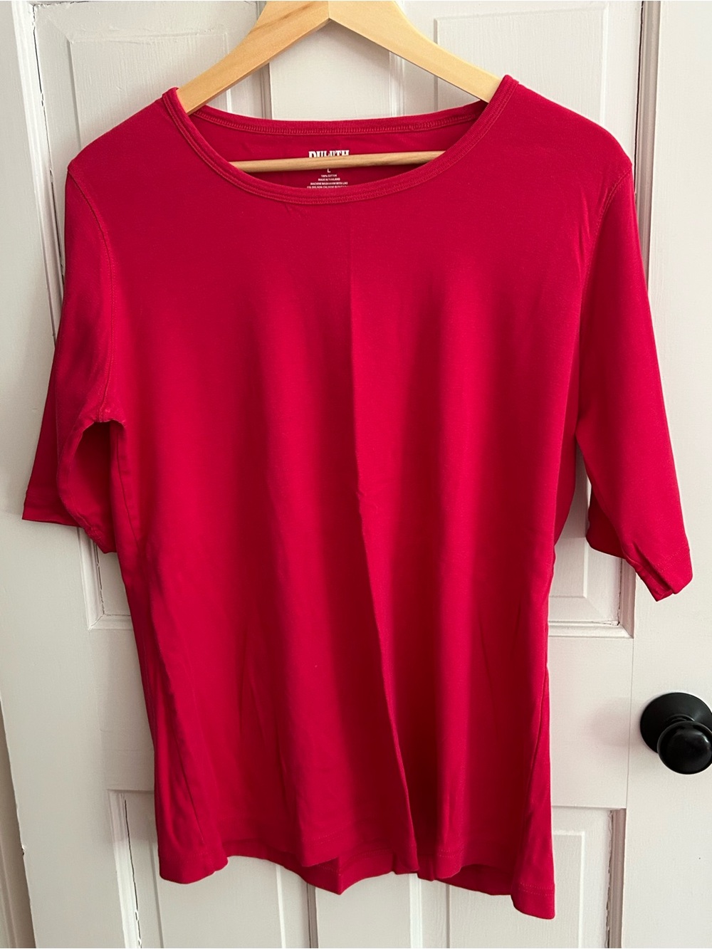 Duluth Trading Co Bright Pink Crew Neck Short Sleeve Top